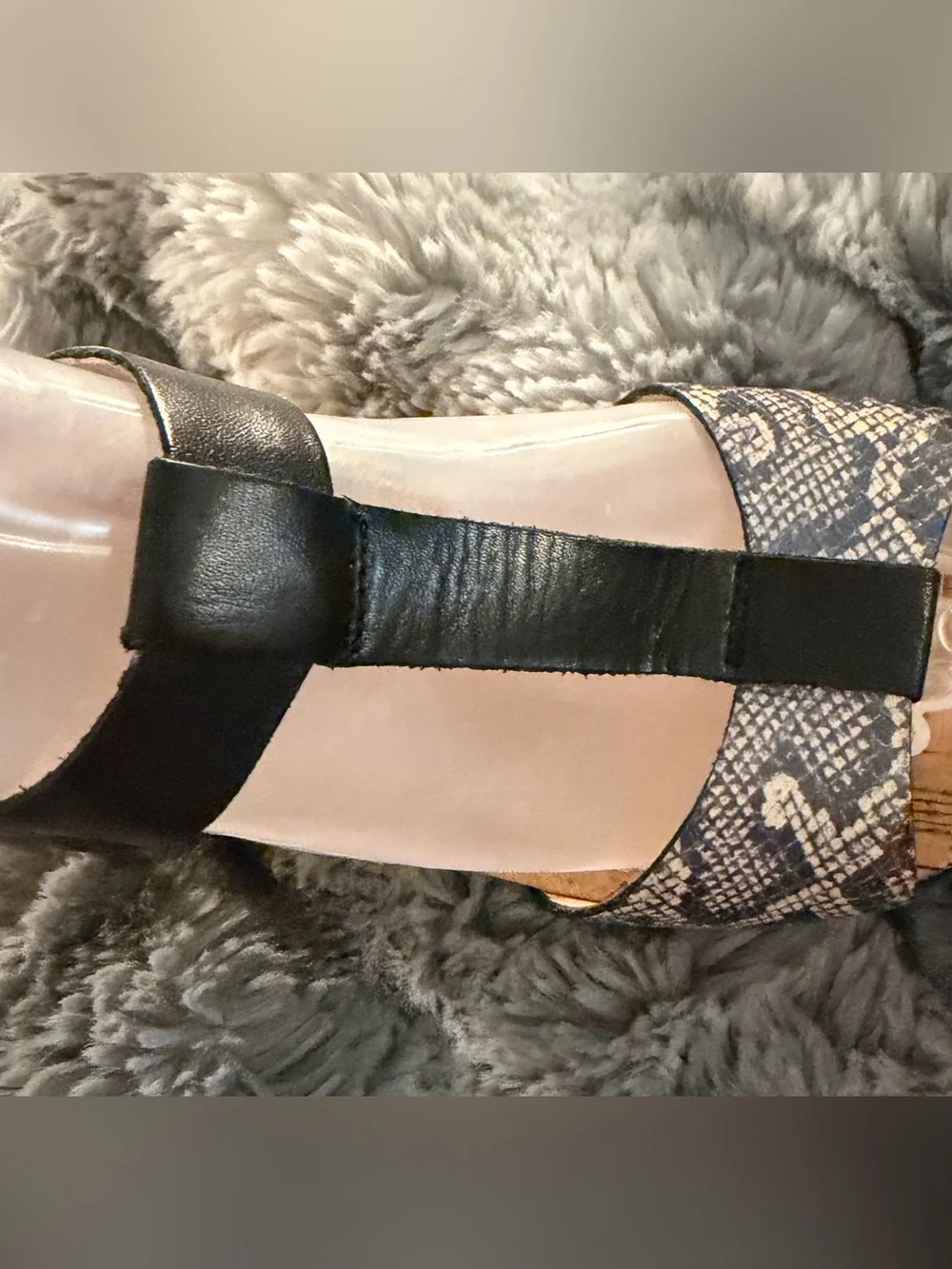 PIKOLINOS Black Strappy Wedge Sandals with Snakeskin Toe size EU40 US9/9.5 NIB